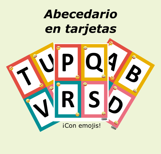 abecedario con emojis en tarjetas de 4 letras